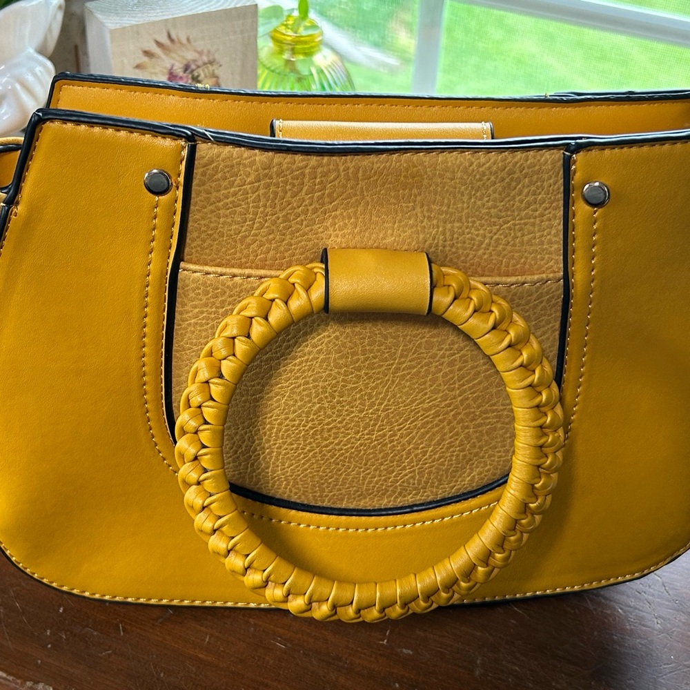 Kensie Mustard Yellow Braided Handle Women's Bag